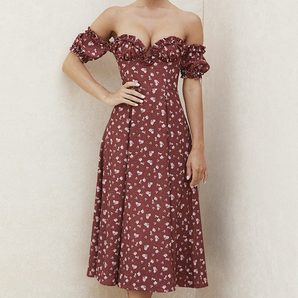 Women Floral Print Sexy Party Dress