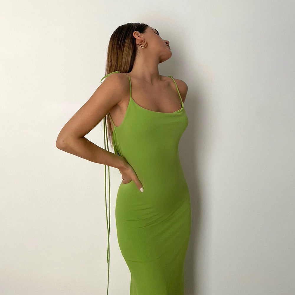 Elegant Spaghetti Strap Sexy Backless