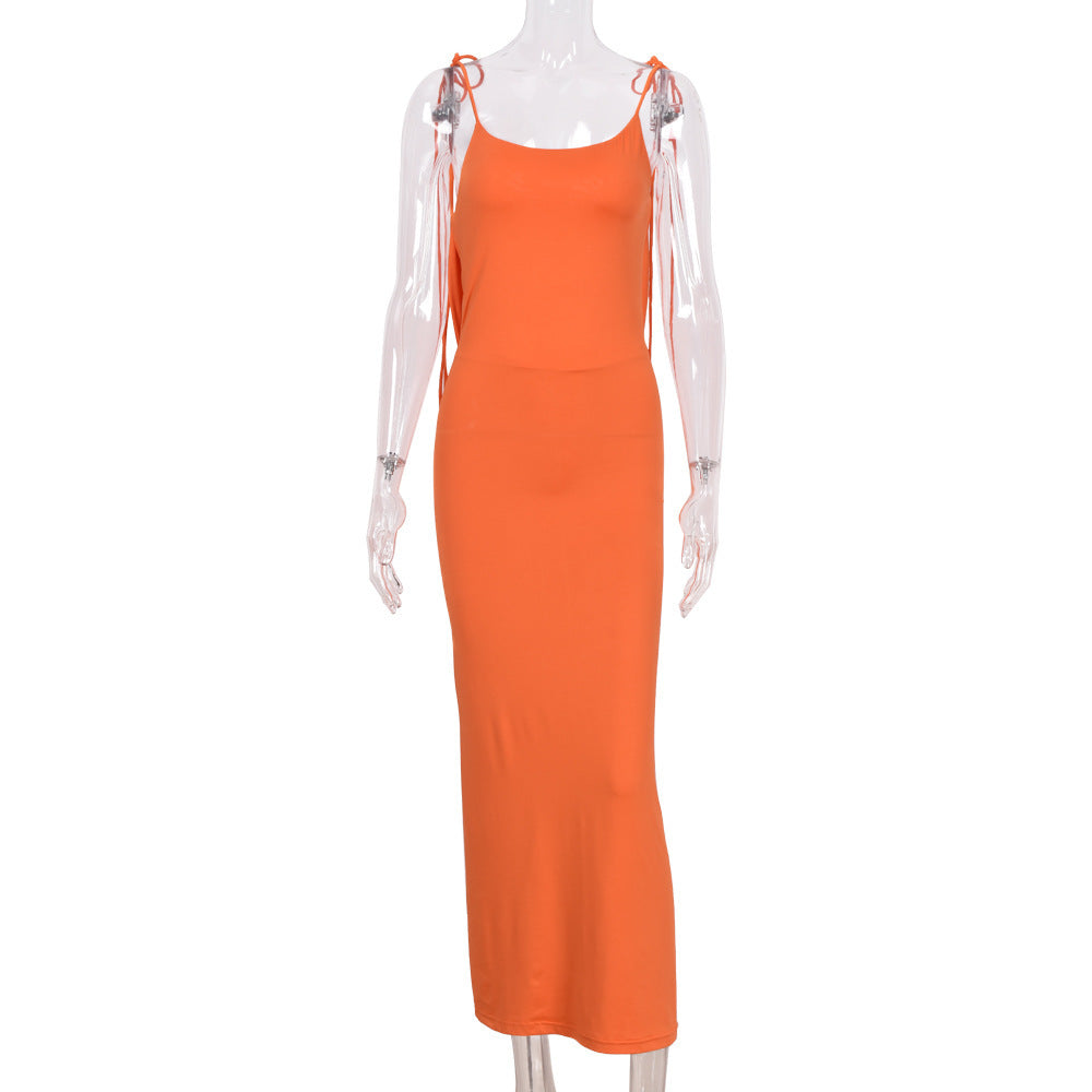 Elegant Spaghetti Strap Sexy Backless