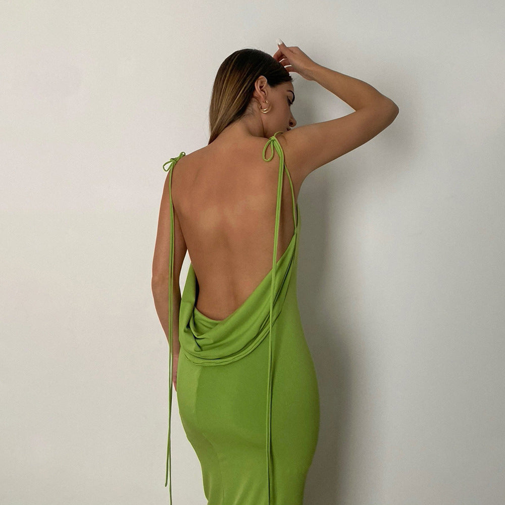 Elegant Spaghetti Strap Sexy Backless